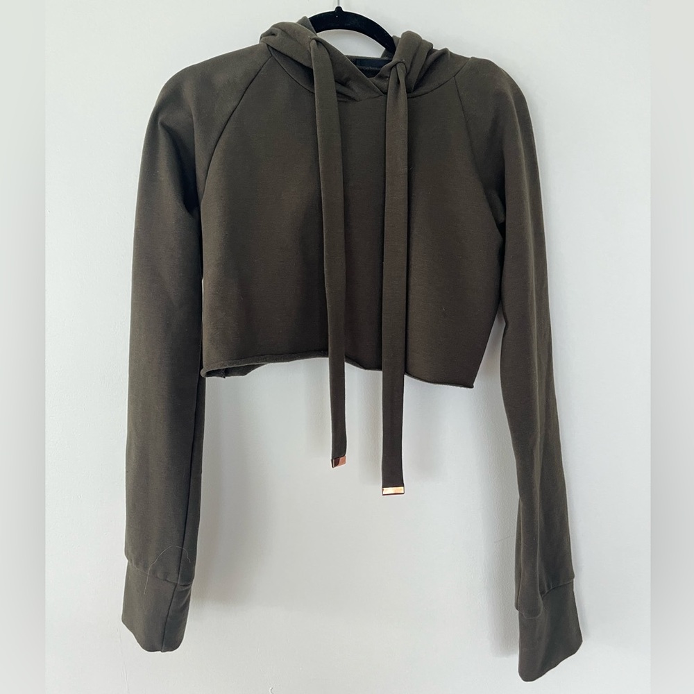 NEW Cropped Hooded Sweatshirt - Olive